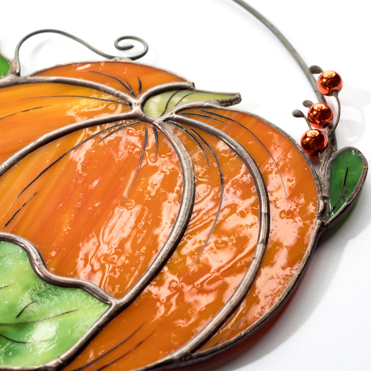 Thanksgiving Pumpkin Stained Glass Suncatcher