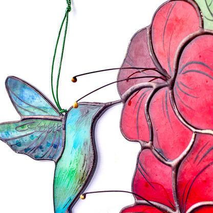 Hummingbird Stained Glass Window Corner
