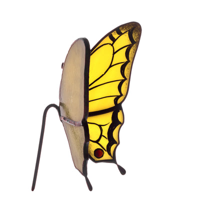 Yellow Butterfly Stained Glass Plant Pot Hugger