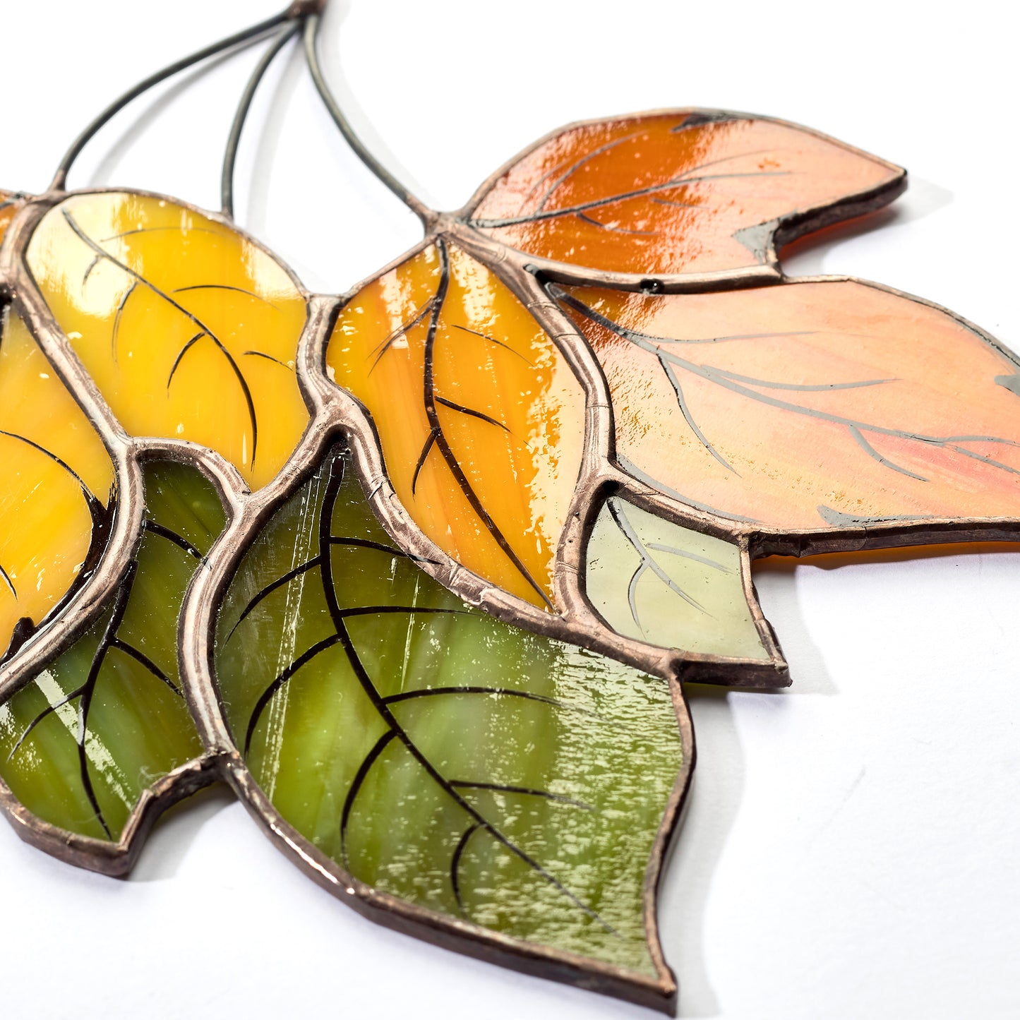 Handcrafted Stained Glass Autumn Leaves