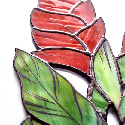Red Ginger Flower Stained Glass Tabletop