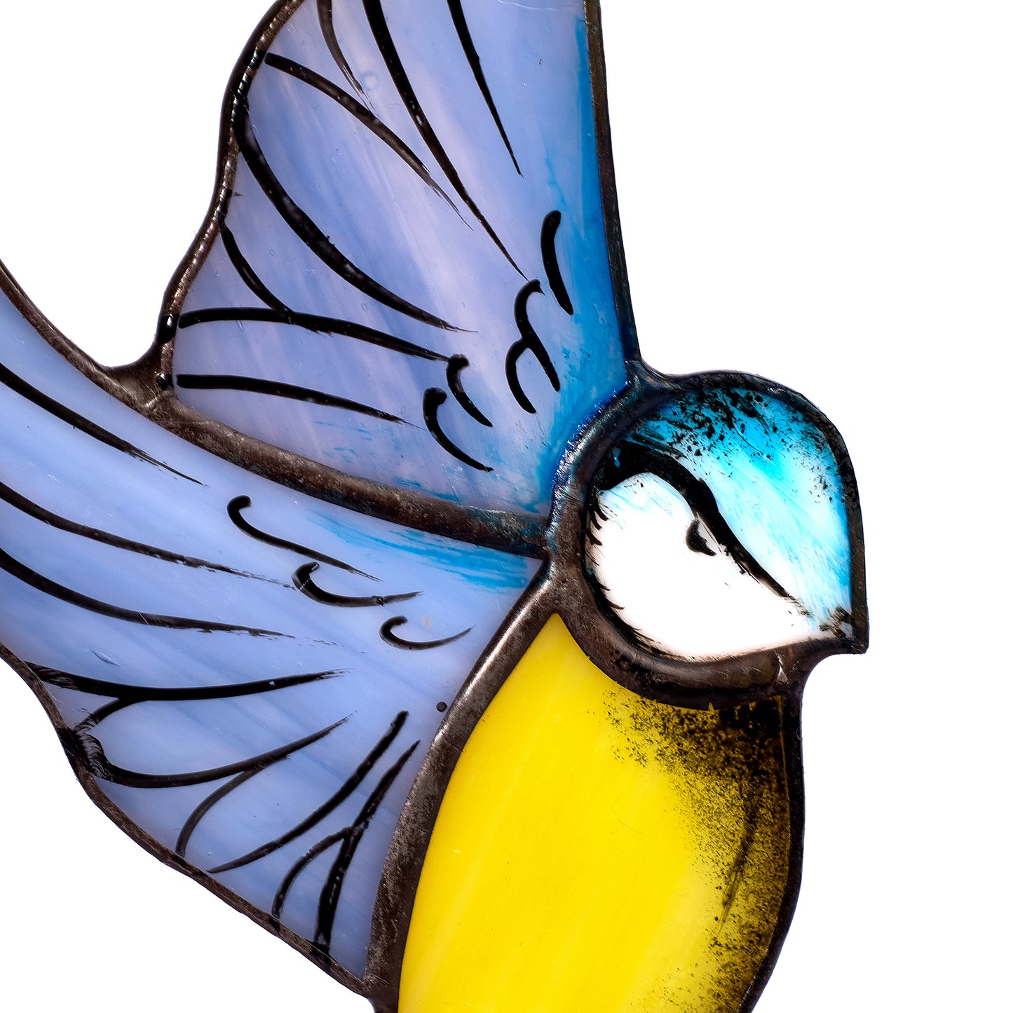 Blue Tit Bird Stained Glass Plant Pot Hugger