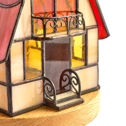 Stained Glass Cottage Candle Holder