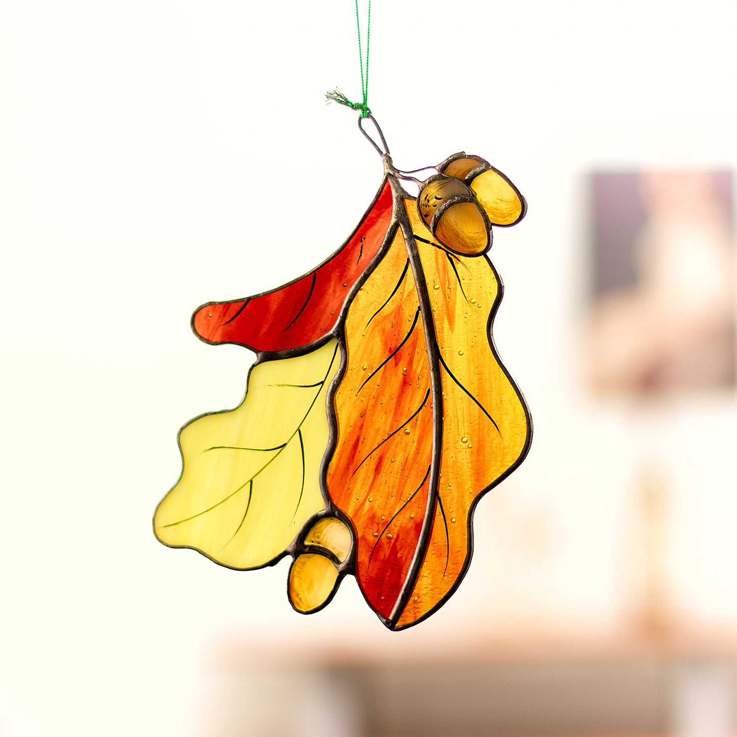 Fall Oak Leaf Stained Glass Suncatcher