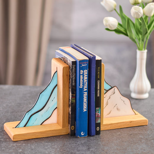 Mountains Stained Glass Bookends