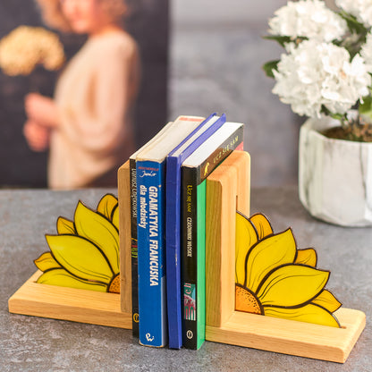 Sunflower Stained Glass Bookends