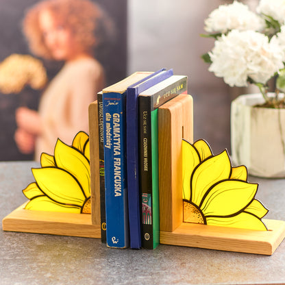 Sunflower Stained Glass Bookends