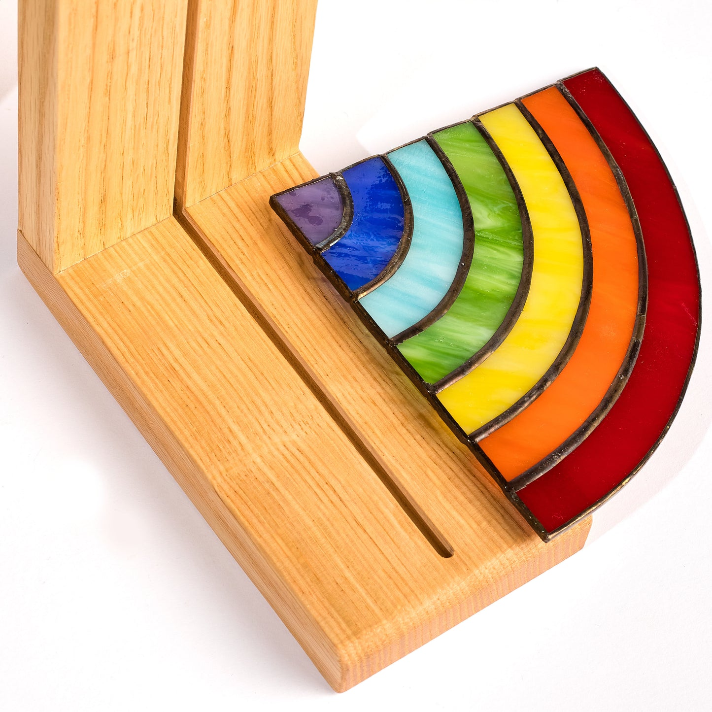 Rainbow Bookend Stained Glass - Unique Library Decor Bookends Bookshelf organizer pride gift idea