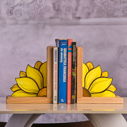 Sunflower Stained Glass Bookends