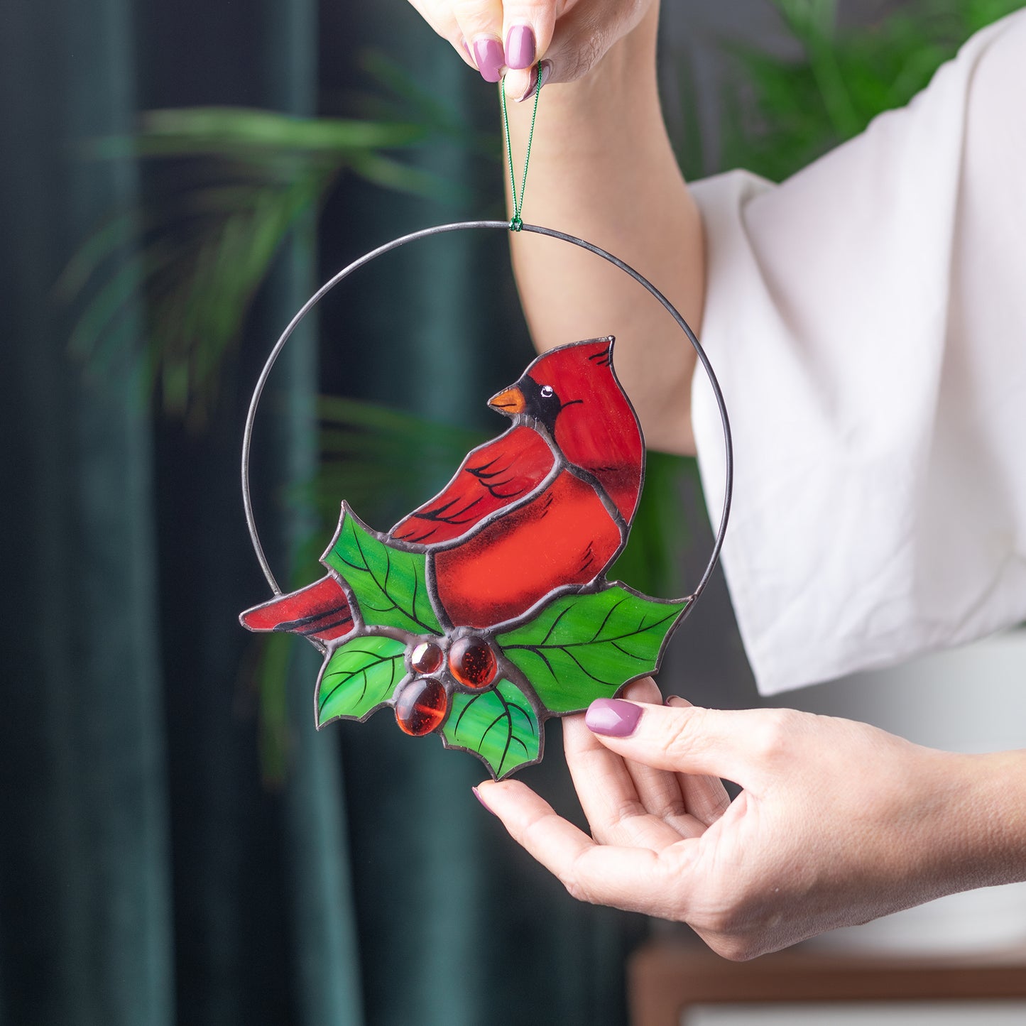 Stained Glass Cardinal Suncatcher