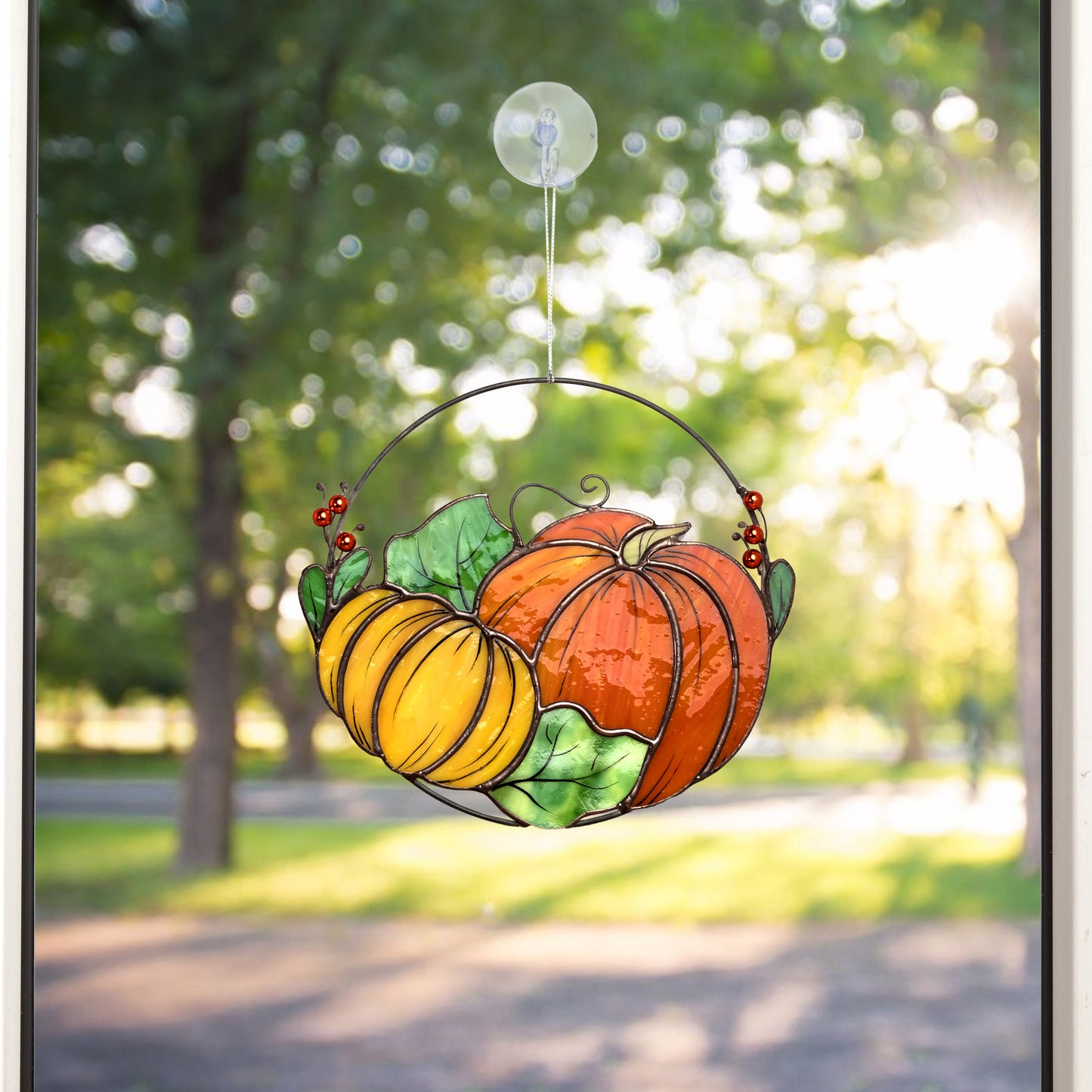 Thanksgiving Pumpkin Stained Glass Suncatcher