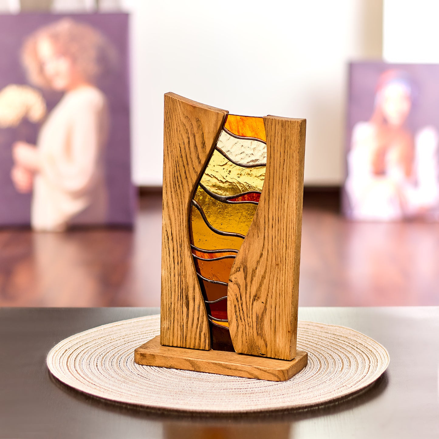 Autumn Amber Stained Glass Stand