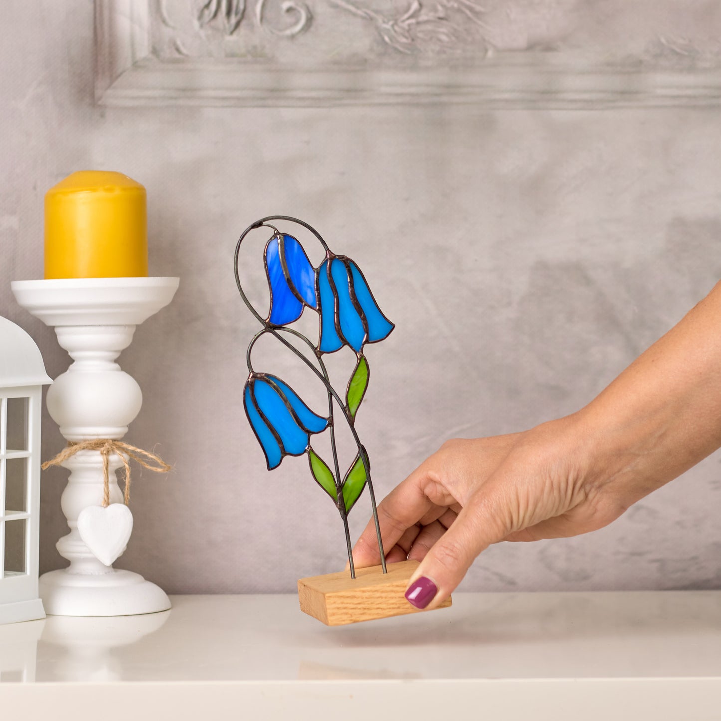 Bluebell Flower Stained Glass Tabletop