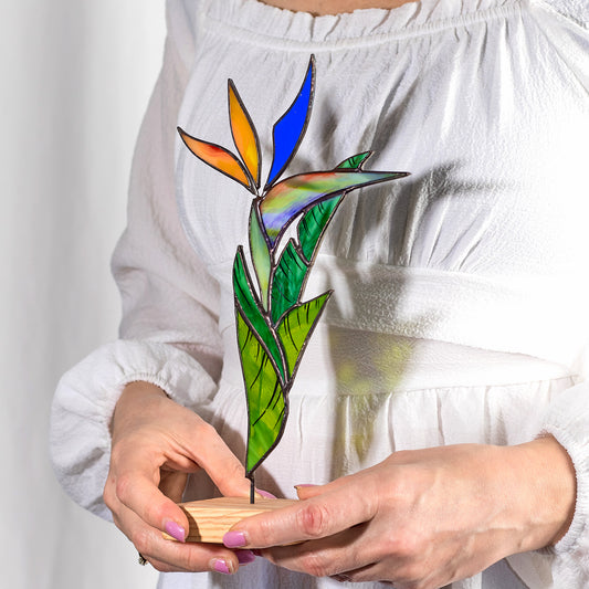 Bird of Paradise Flower Stained Glass Tabletop