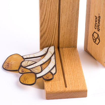 Mushrooms Stained Glass Bookends