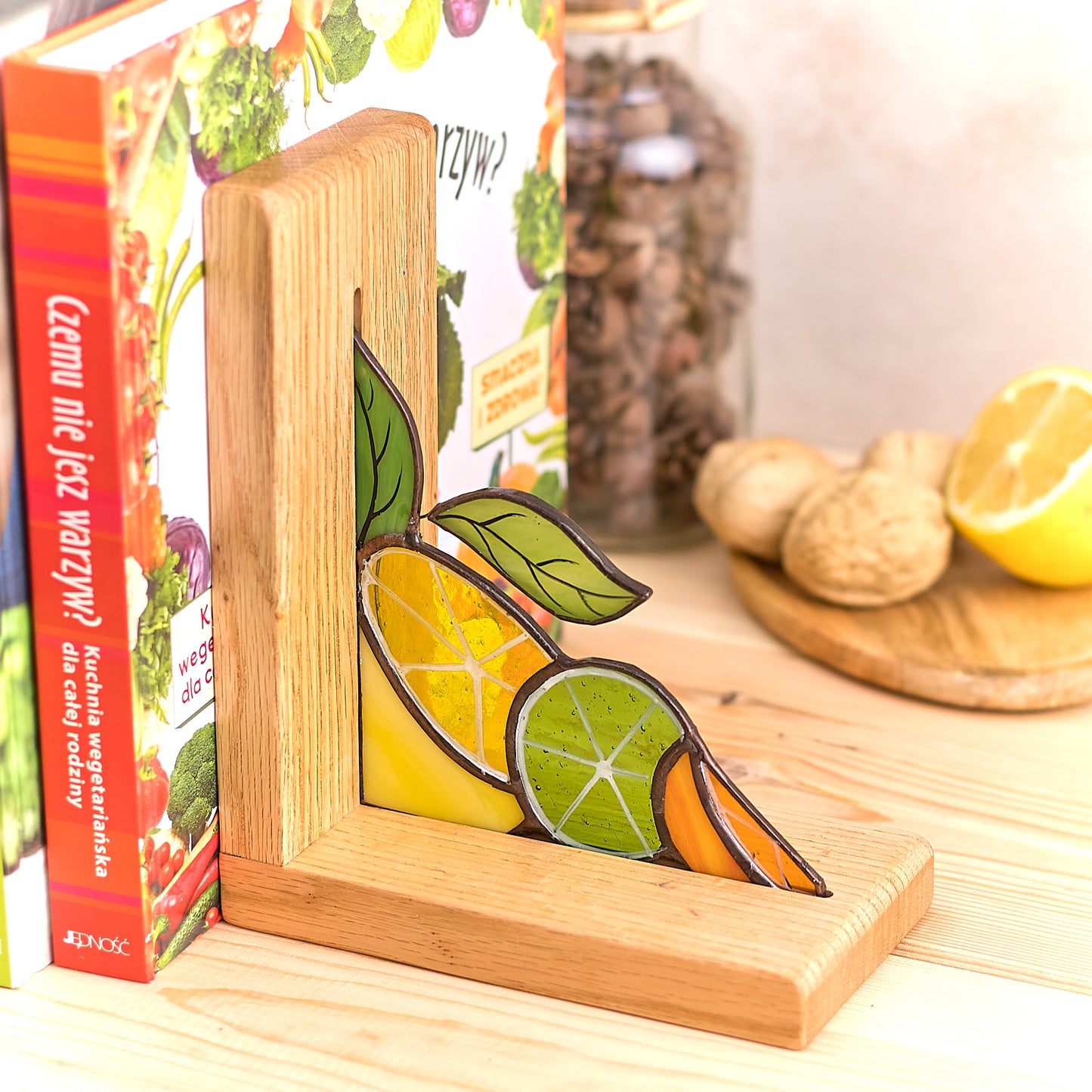 Citrus Stained Glass Bookends