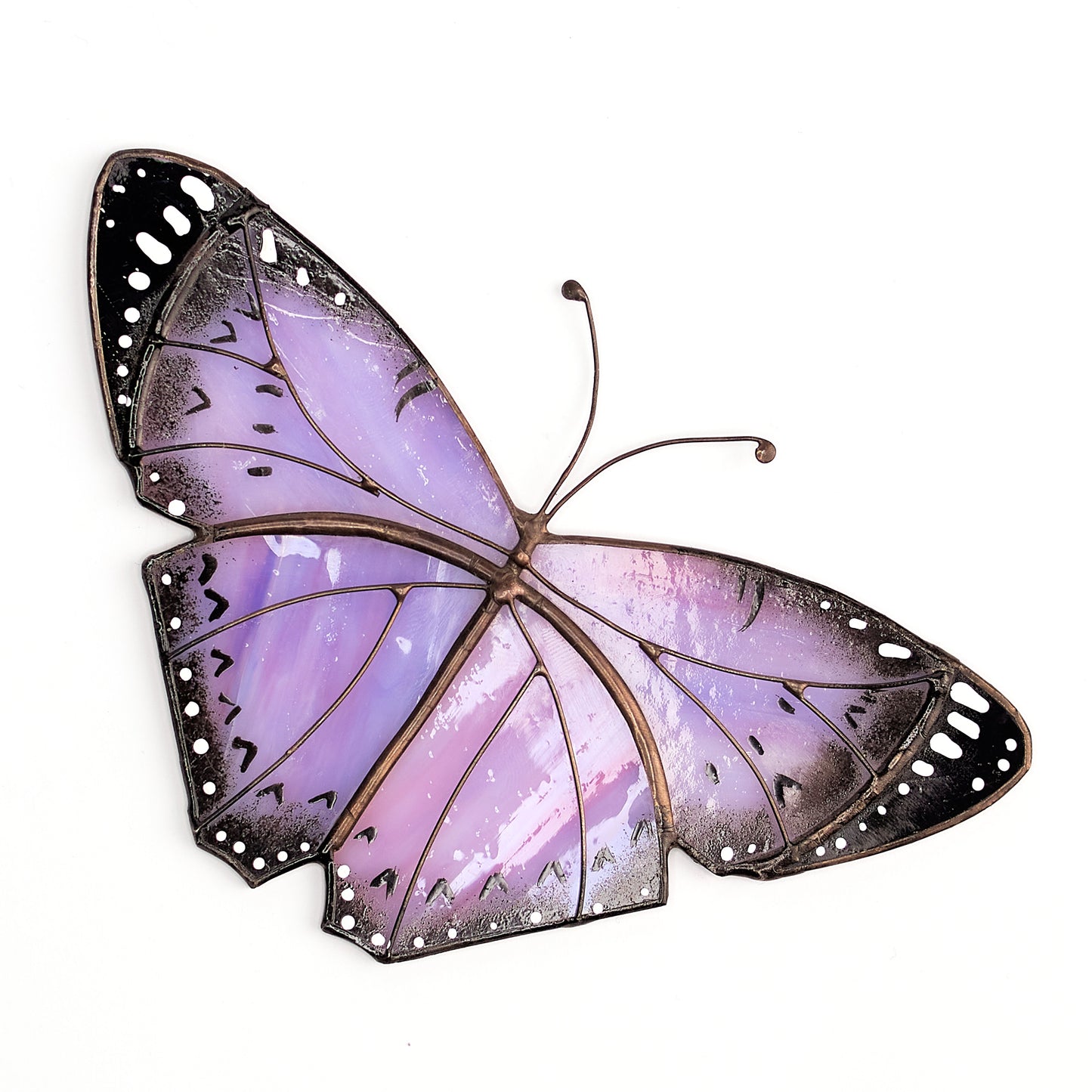 Lavender Monarch Butterfly Stained Glass Bookends