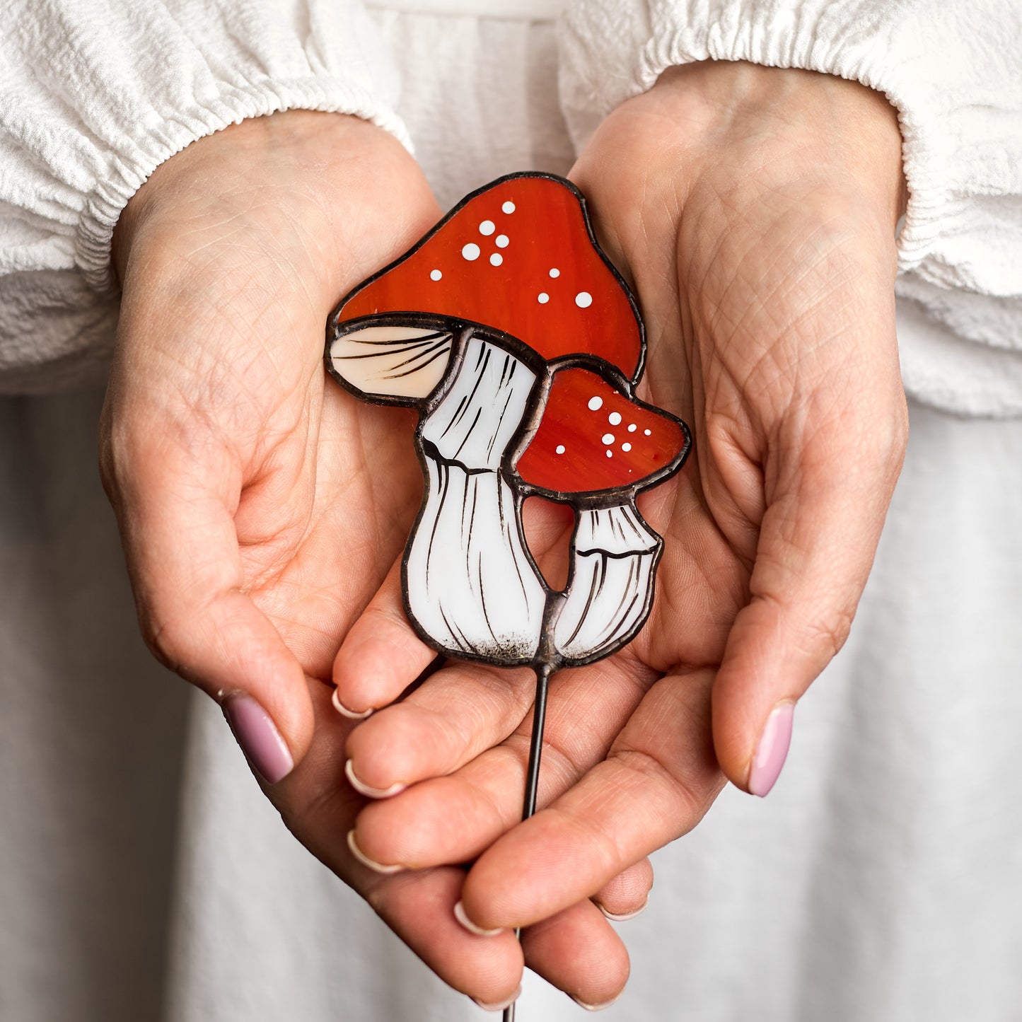 Fly Agaric Mushroom Stained Glass Plant Pot Hugger