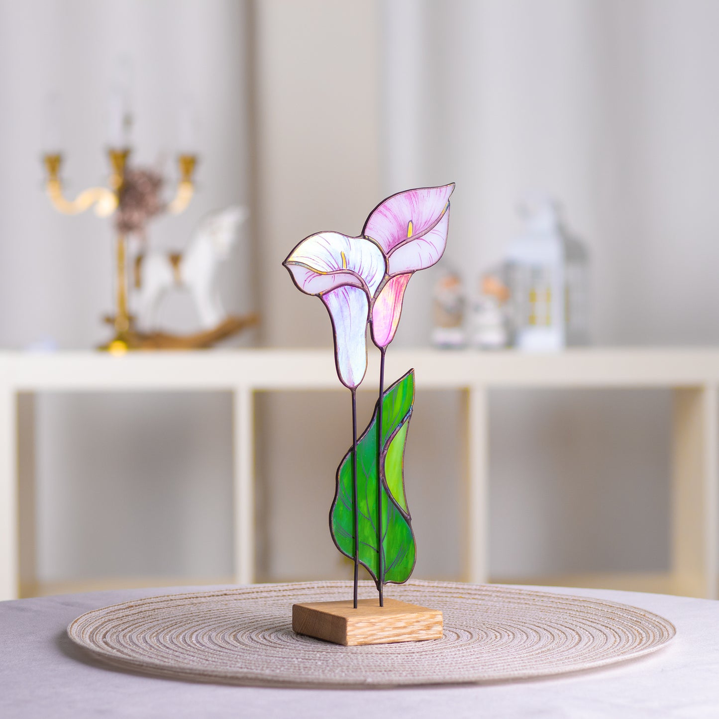 Calla Lily Flower Stained Glass Tabletop