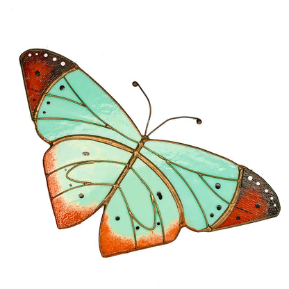 Soft Mint Butterfly Stained Glass Bookends