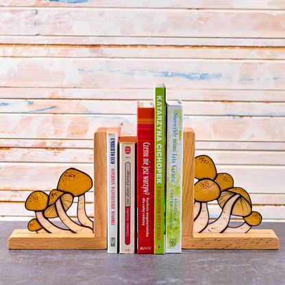 Mushrooms Stained Glass Bookends