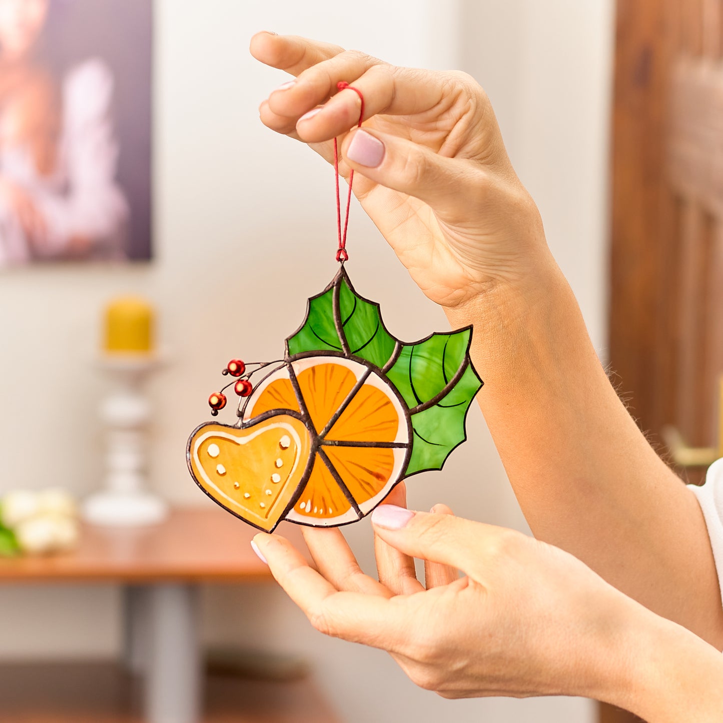 Orange Slice Stained Glass Suncatcher