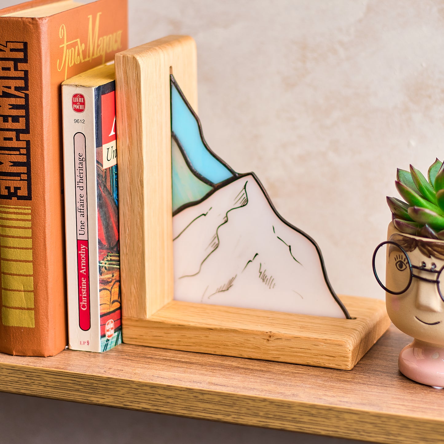 Mountains Stained Glass Bookends