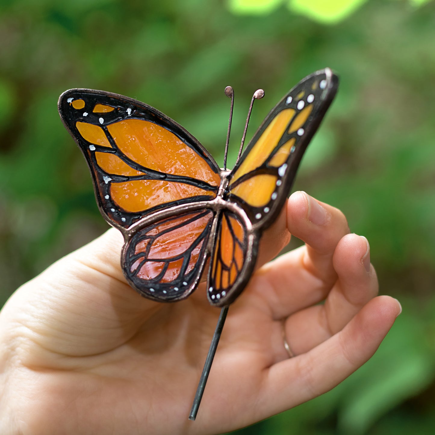 Monarch Butterfly Stained Glass Plant Pot Decoration