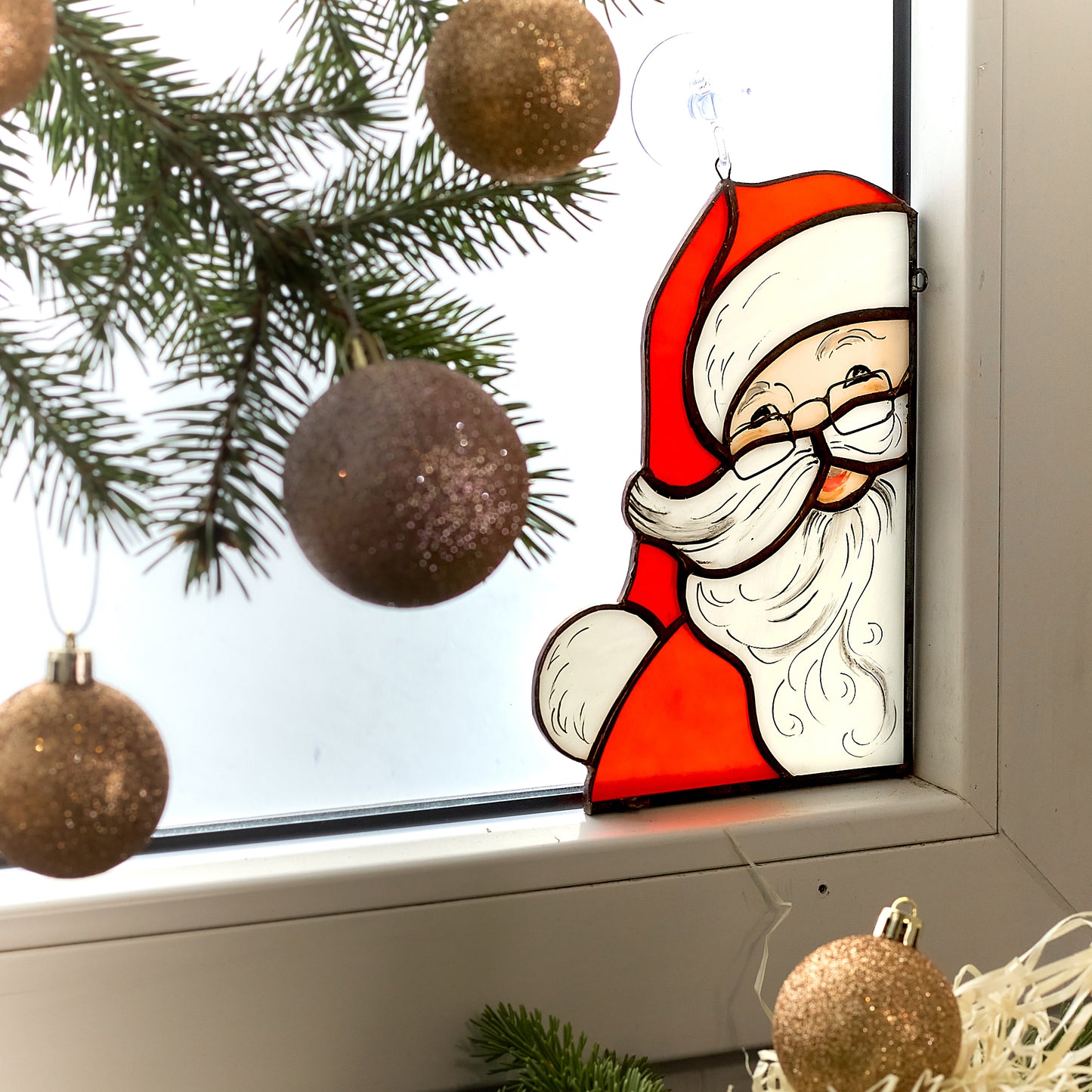 Santa Claus Window Corner Decor