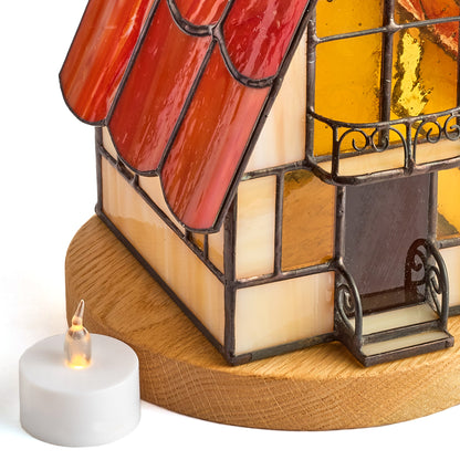 Stained Glass Cottage Candle Holder