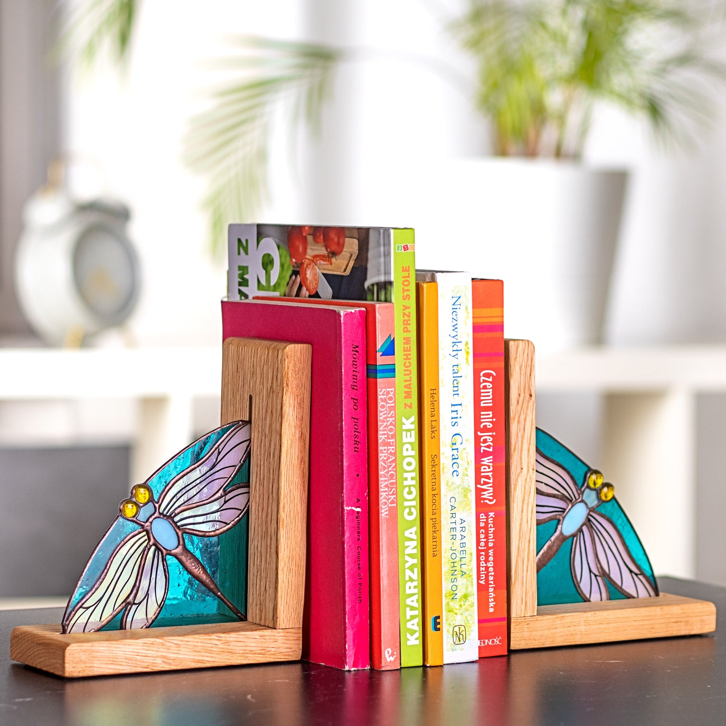 Dragonfly Stained Glass Bookends