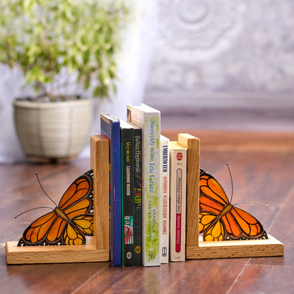 Monarch Butterfly Stained Glass Bookends