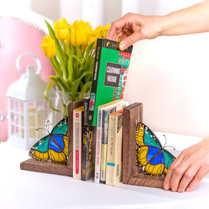 Euphaedra Butterfly Stained Glass Bookends