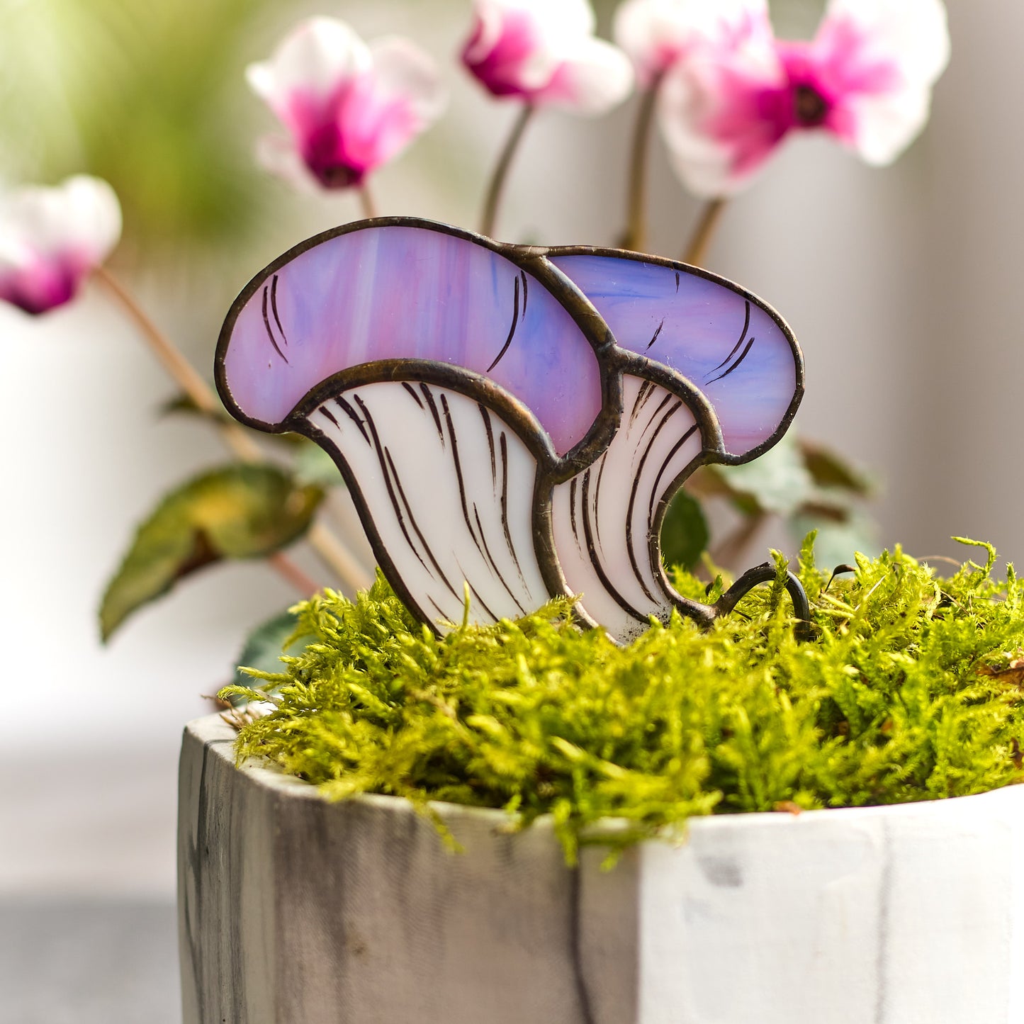 Purple Oyster Mushroom Stained Glass Plant Pot Hugger