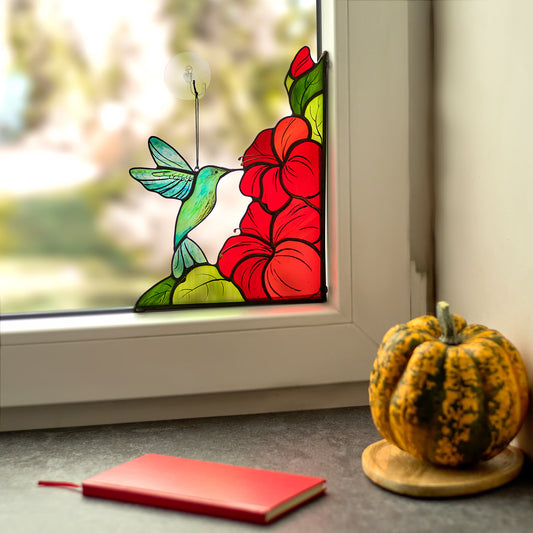 Hummingbird Stained Glass Window Corner