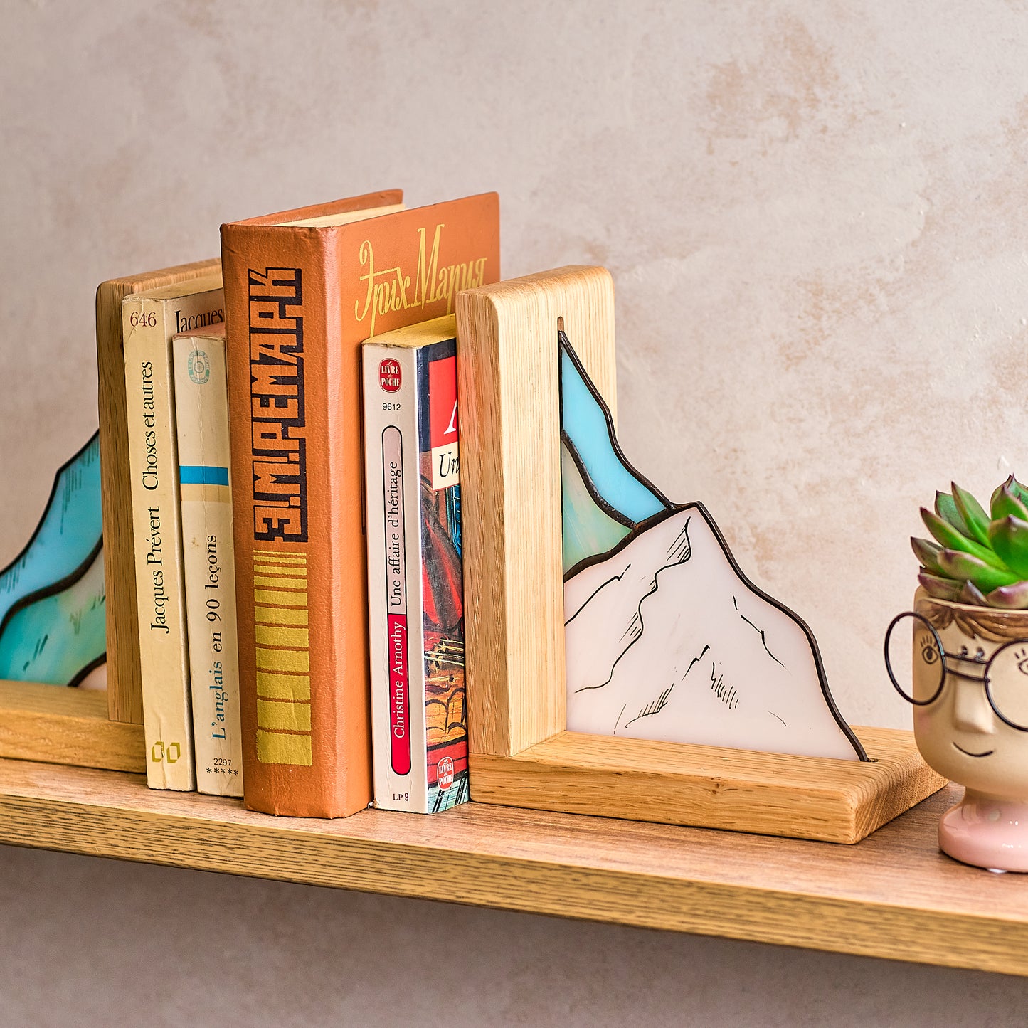 Mountains Stained Glass Bookends