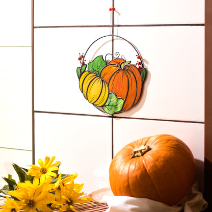 Thanksgiving Pumpkin Stained Glass Suncatcher