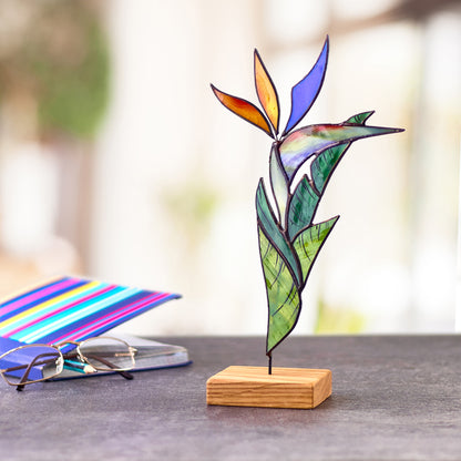 Bird of Paradise Flower Stained Glass Tabletop