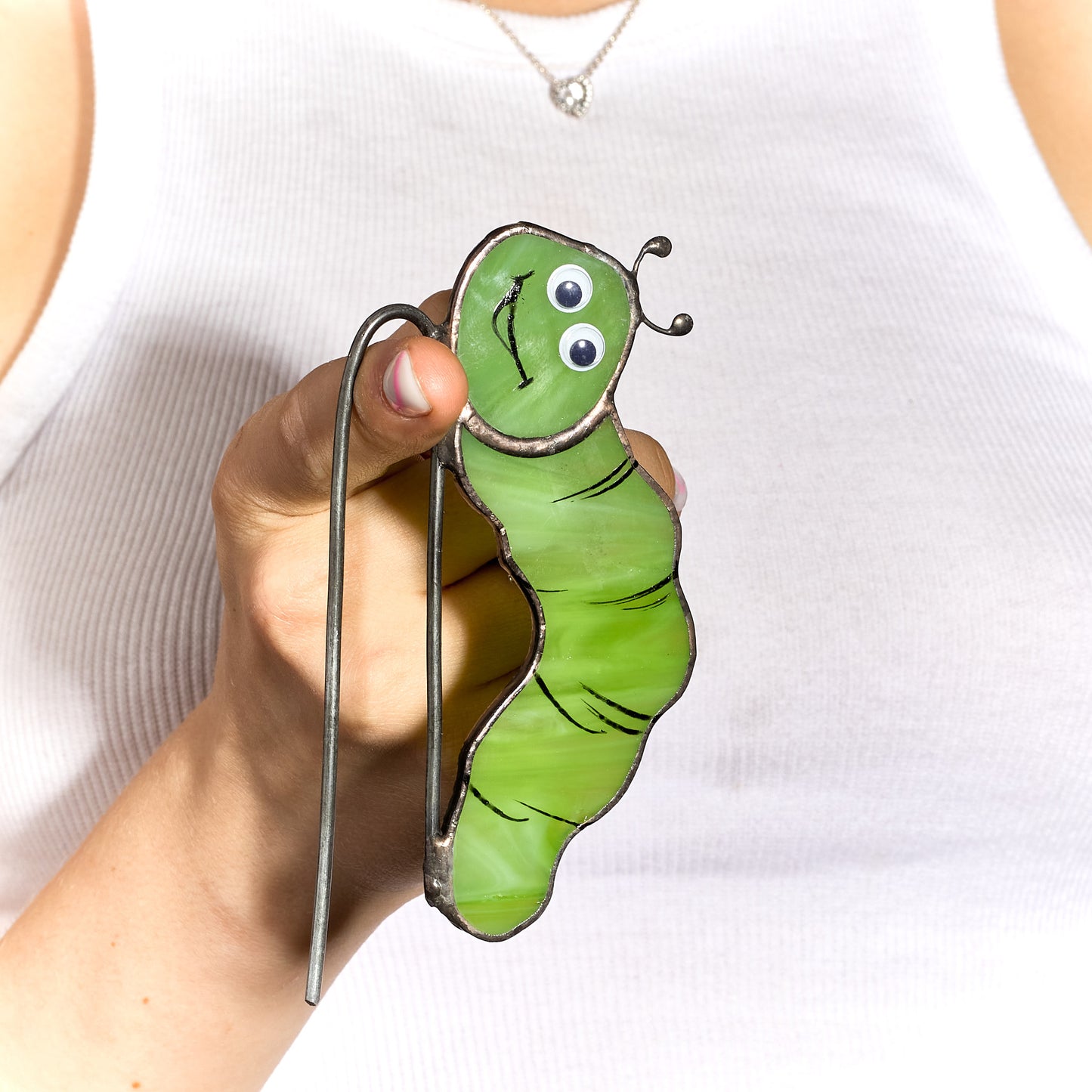 Funny Worm Plant Pot Stained Glass Decor