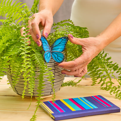 Blue Stained Glass Butterfly Pot Hanger