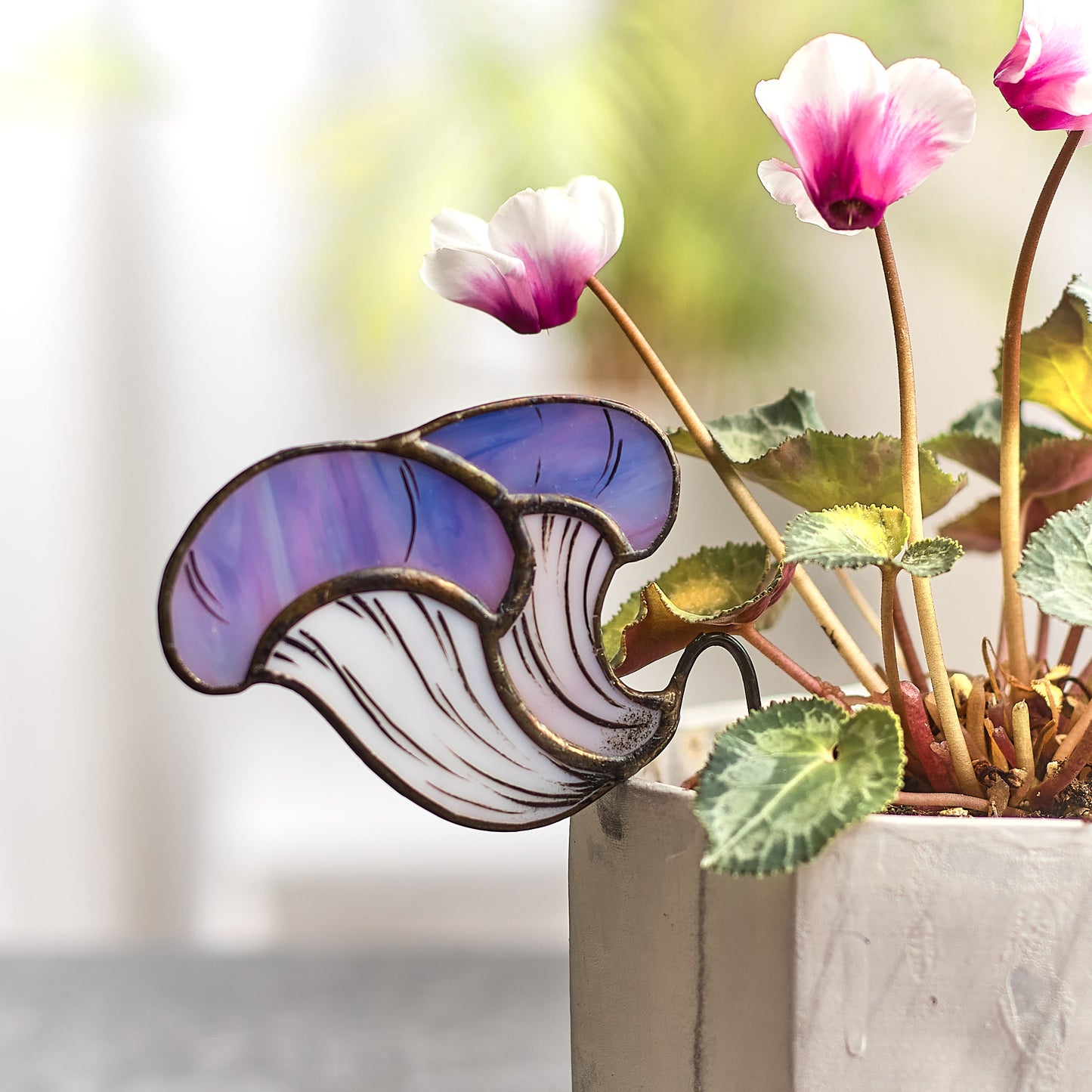 Purple Oyster Mushroom Stained Glass Plant Pot Hugger