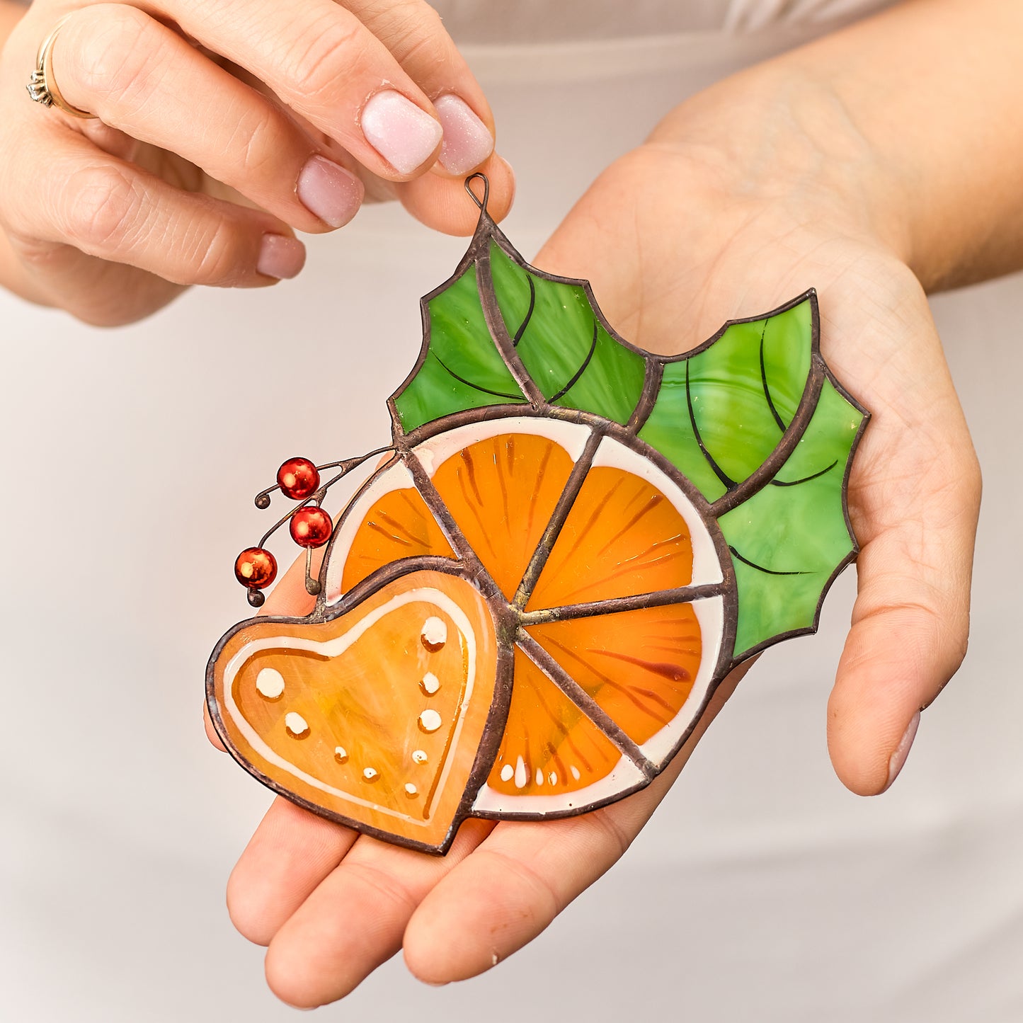 Orange Slice Stained Glass Suncatcher