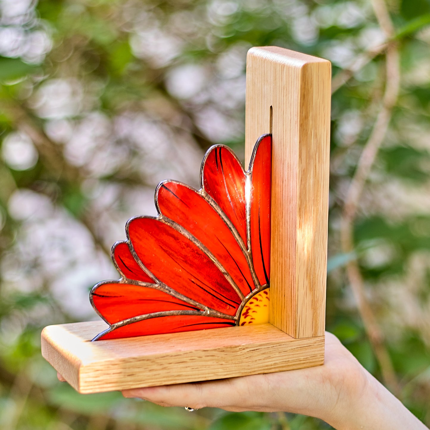 Gerbera Flower Stained Glass Bookends