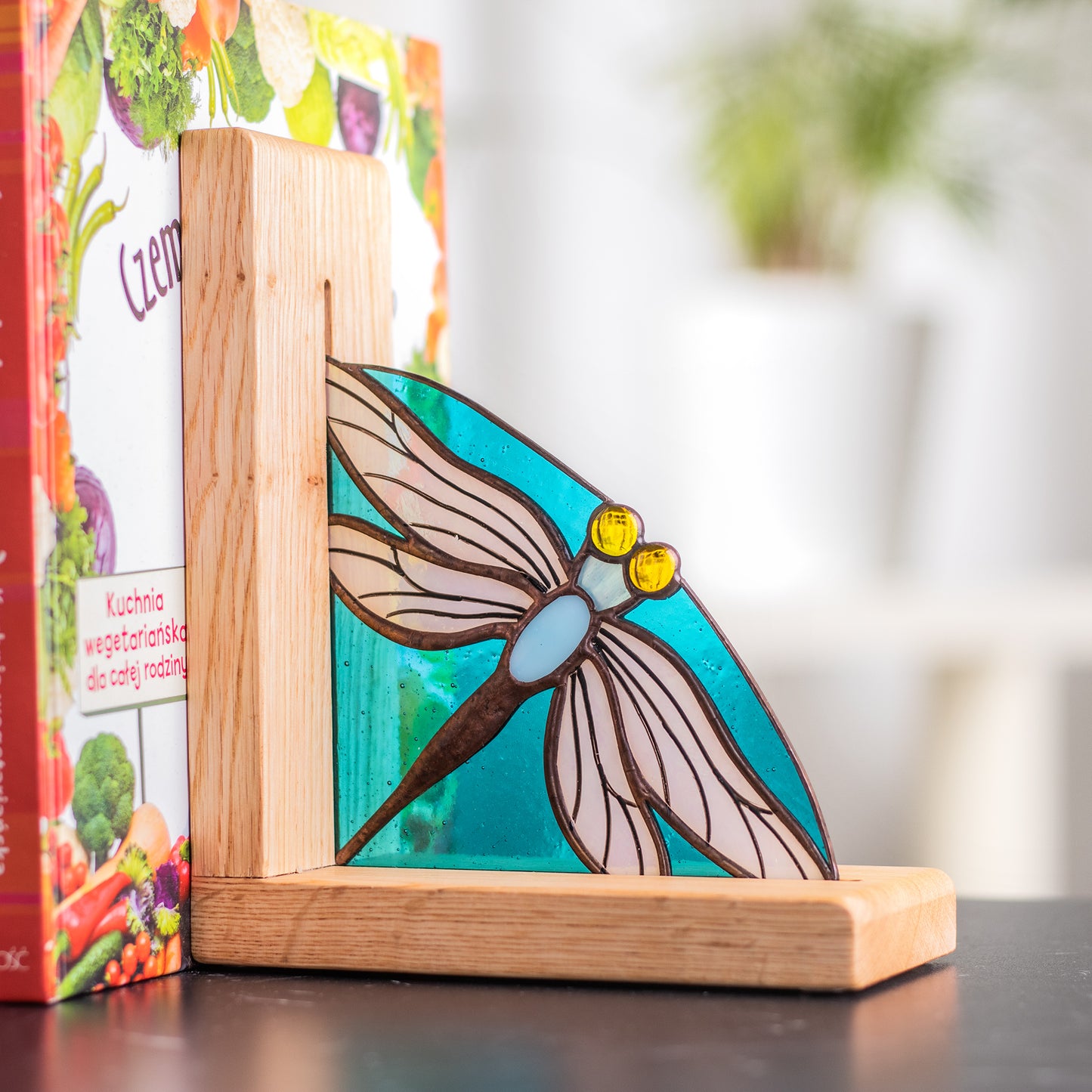 Dragonfly Stained Glass Bookends