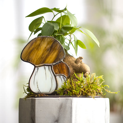 Boletus Mushroom Stained Glass Plant Pot Stake