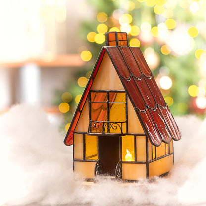 Stained Glass Cottage Candle Holder