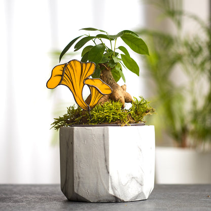 Chanterelle Mushroom Stained Glass Plant Pot Stake