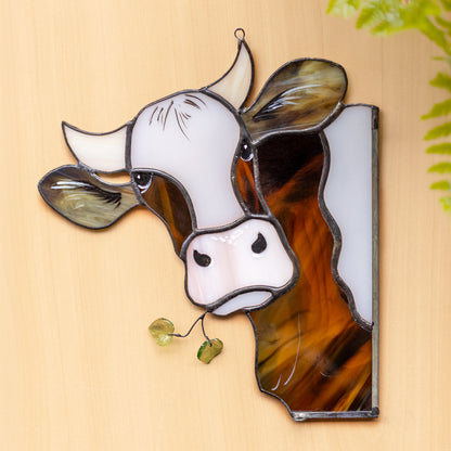 Whimsical Cow Stained Glass Window Corner