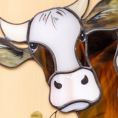 Whimsical Cow Stained Glass Window Corner