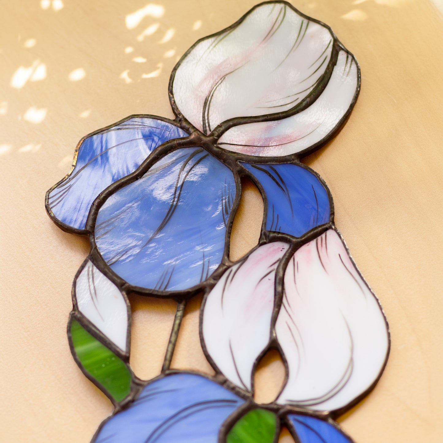 Elegant Iris Stained Glass Tabletop Accent